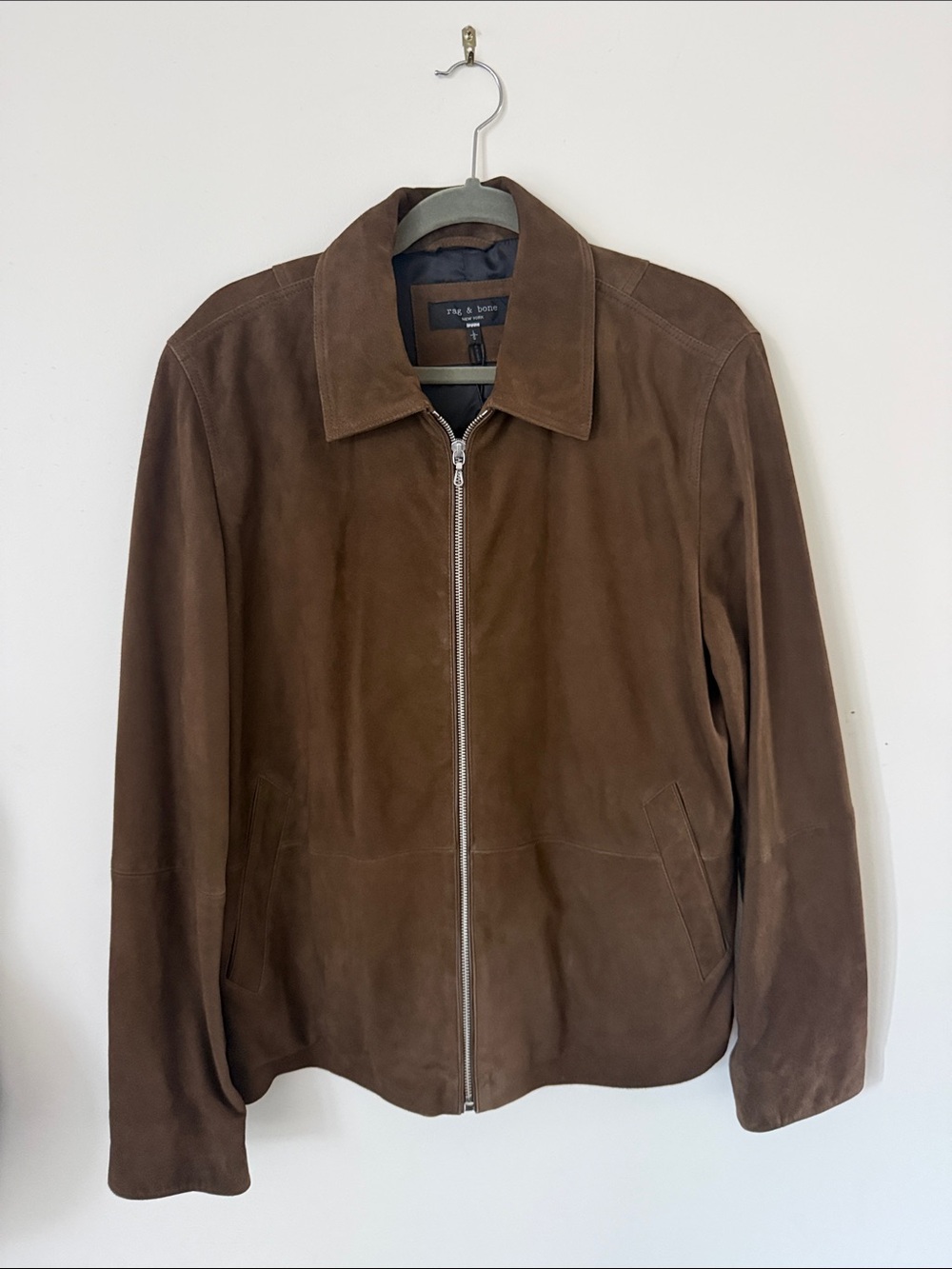 rag & bone Men's Brown Suede Bomber Jacket